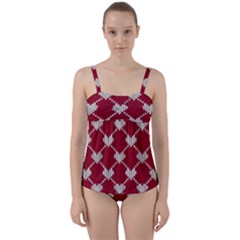Christmas-seamless-knitted-pattern-background Twist Front Tankini Set by nate14shop