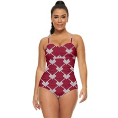 Christmas-seamless-knitted-pattern-background Retro Full Coverage Swimsuit