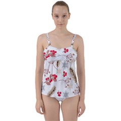 Christmas-seamless-pattern-with-fir-branches Twist Front Tankini Set by nate14shop