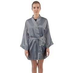 Small Soot Black And White Handpainted Houndstooth Check Watercolor Pattern Long Sleeve Satin Kimono