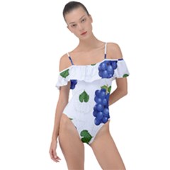 Grape-bunch-seamless-pattern-white-background-with-leaves Frill Detail One Piece Swimsuit by nate14shop