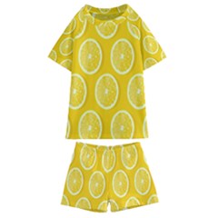 Lemon-fruits-slice-seamless-pattern Kids  Swim Tee And Shorts Set by nate14shop
