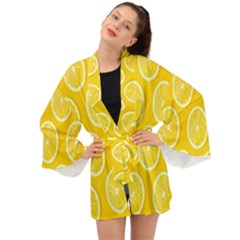 Lemon-fruits-slice-seamless-pattern Long Sleeve Kimono by nate14shop