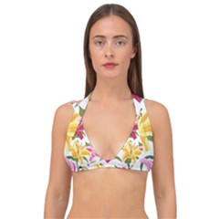 Lily-flower-seamless-pattern-white-background 001 Double Strap Halter Bikini Top by nate14shop