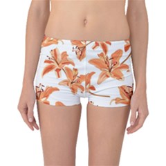 Lily-flower-seamless-pattern-white-background Boyleg Bikini Bottoms by nate14shop