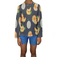 Melon-whole-slice-seamless-pattern Kids  Long Sleeve Swimwear by nate14shop