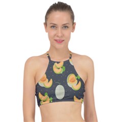Melon-whole-slice-seamless-pattern Racer Front Bikini Top by nate14shop