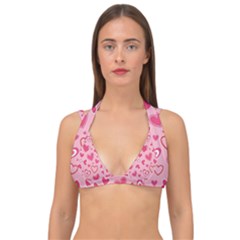 Scattered-love-cherry-blossom-background-seamless-pattern Double Strap Halter Bikini Top by nate14shop