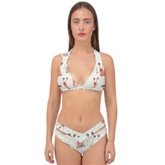 Seamless-background-with-spaceships-stars Double Strap Halter Bikini Set by nate14shop