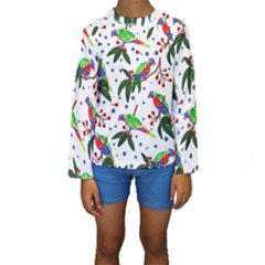 Seamless-pattern-with-parrot Kids  Long Sleeve Swimwear