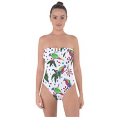 Seamless-pattern-with-parrot Tie Back One Piece Swimsuit by nate14shop