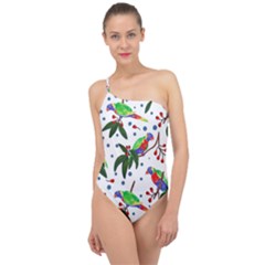 Seamless-pattern-with-parrot Classic One Shoulder Swimsuit by nate14shop
