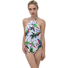 Seamless-pattern-with-parrot Go With The Flow One Piece Swimsuit by nate14shop