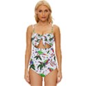 Seamless-pattern-with-parrot Knot Front One-Piece Swimsuit View1