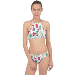 Vintage-handdrawn-seamless-pattern-with-christmas-elements Racer Front Bikini Set by nate14shop
