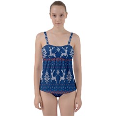 Knitted-christmas-pattern 001 Twist Front Tankini Set by nate14shop
