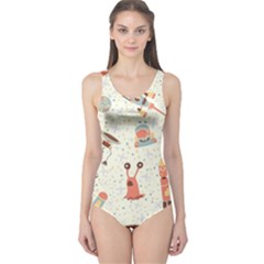 Seamless-background-with-spaceships-stars One Piece Swimsuit by nate14shop