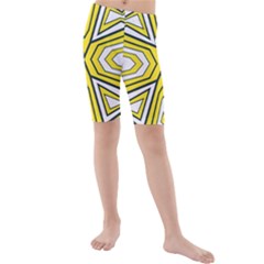 Abstract Pattern Geometric Backgrounds  Kids  Mid Length Swim Shorts by Eskimos