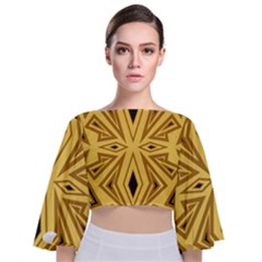 Abstract Pattern Geometric Backgrounds Tie Back Butterfly Sleeve Chiffon Top by Eskimos