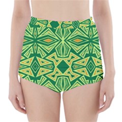 Abstract Pattern Geometric Backgrounds High-waisted Bikini Bottoms by Eskimos