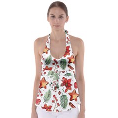 Pngtree-watercolor-christmas-pattern-background Babydoll Tankini Top by nate14shop