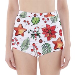 Pngtree-watercolor-christmas-pattern-background High-waisted Bikini Bottoms by nate14shop