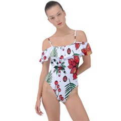 Pngtree-watercolor-christmas-pattern-background Frill Detail One Piece Swimsuit by nate14shop