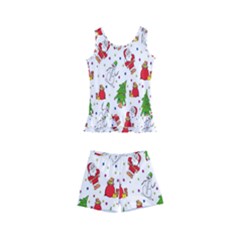 Hd-wallpaper-christmas-pattern-pattern-christmas-trees-santa-vector Kids  Boyleg Swimsuit by nate14shop