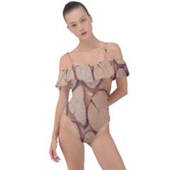 Wood-logs Frill Detail One Piece Swimsuit by nate14shop