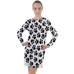 Abstract-black-white Long Sleeve Hoodie Dress