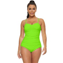Grass-green-color-solid-background Retro Full Coverage Swimsuit