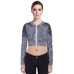 Ice Frost Crystals Long Sleeve Zip Up Bomber Jacket by artworkshop