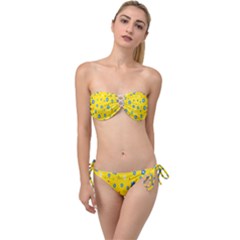 Floral Yellow Twist Bandeau Bikini Set by nate14shop