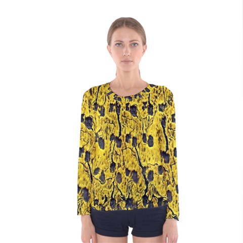 Yellow-abstrac Women s Long Sleeve Tee by nate14shop
