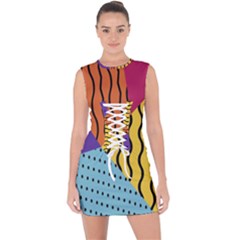 Background-lines-callor Lace Up Front Bodycon Dress by nate14shop