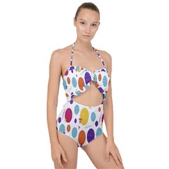 Background-polkadot 01 Scallop Top Cut Out Swimsuit by nate14shop