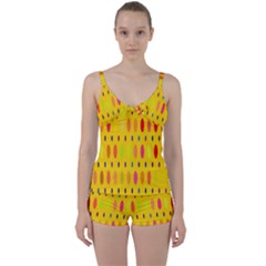 Banner-polkadot-yellow Tie Front Two Piece Tankini by nate14shop