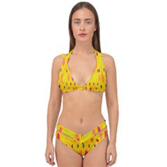 Banner-polkadot-yellow Double Strap Halter Bikini Set