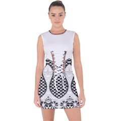 Im Fourth Dimension Black White 8 Lace Up Front Bodycon Dress by imanmulyana