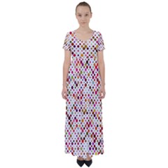 Colorful-polkadot High Waist Short Sleeve Maxi Dress by nate14shop