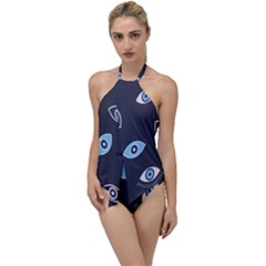 Eyes Evil Eye Blue Pattern Design Go With The Flow One Piece Swimsuit by artworkshop