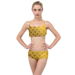 Gold-polkadots Layered Top Bikini Set