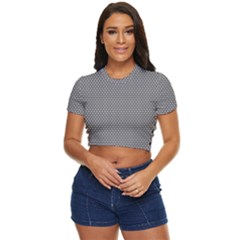 Gray-polkadots Side Button Cropped Tee by nate14shop
