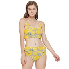 Lemon Pattern Frilly Bikini Set by artworkshop