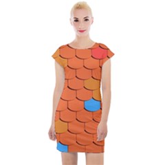 Phone Wallpaper Roof Roofing Tiles Roof Tiles Cap Sleeve Bodycon Dress by artworkshop