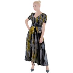 Rock Wall Crevices Geology Pattern Shapes Texture Button Up Short Sleeve Maxi Dress by artworkshop