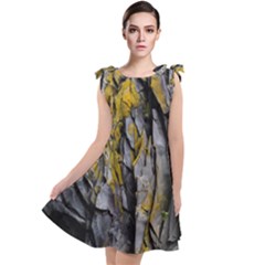 Rock Wall Crevices Geology Pattern Shapes Texture Tie Up Tunic Dress by artworkshop