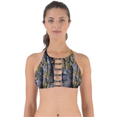 Rock Wall Crevices Geology Pattern Shapes Texture Perfectly Cut Out Bikini Top by artworkshop