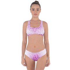 Polkadot-pattern Criss Cross Bikini Set by nate14shop
