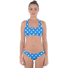 Polka-dots-blue Cross Back Hipster Bikini Set by nate14shop